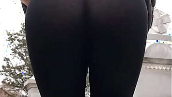 Ass in leggings outside