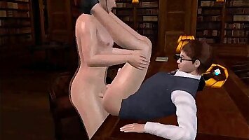 Horny 3D cartoon geek getting fucked hard anally