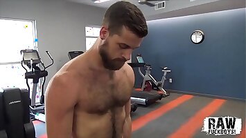 RawFuckBoys - Young hairy stud strokes big cock solo after hot workout